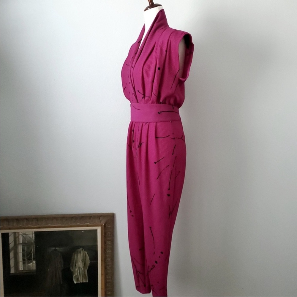 Sue Brett Vintage 80s Purple & Black Jumpsuit Size 7/8
